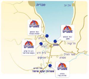 מפת נקודות ההשכרה של מעגניים: אוהלו, מעגן, רוב רוי, נהרא
